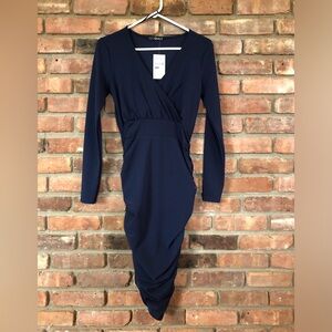 Quiz Navy Wrap Dress - Size 4